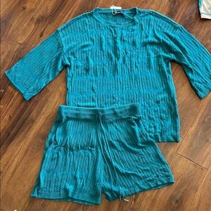 Women’s Teal Knit Swim Coverup Set
